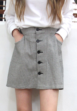 check front button skirt (2 colors)