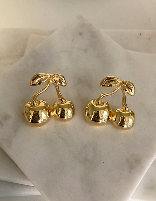 gold cherry earring